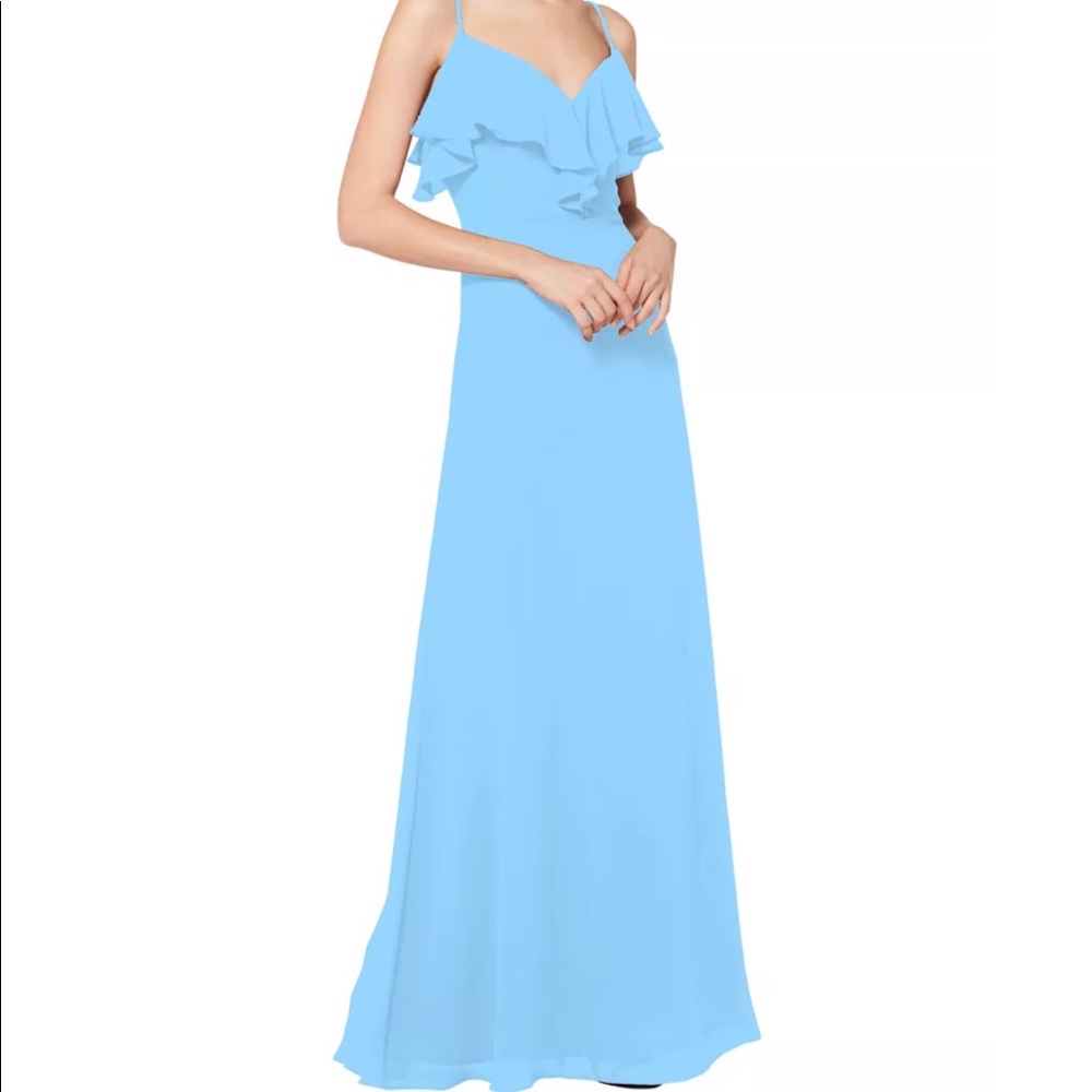 Bill Levkoff Capri chiffon bridesmaid dress.